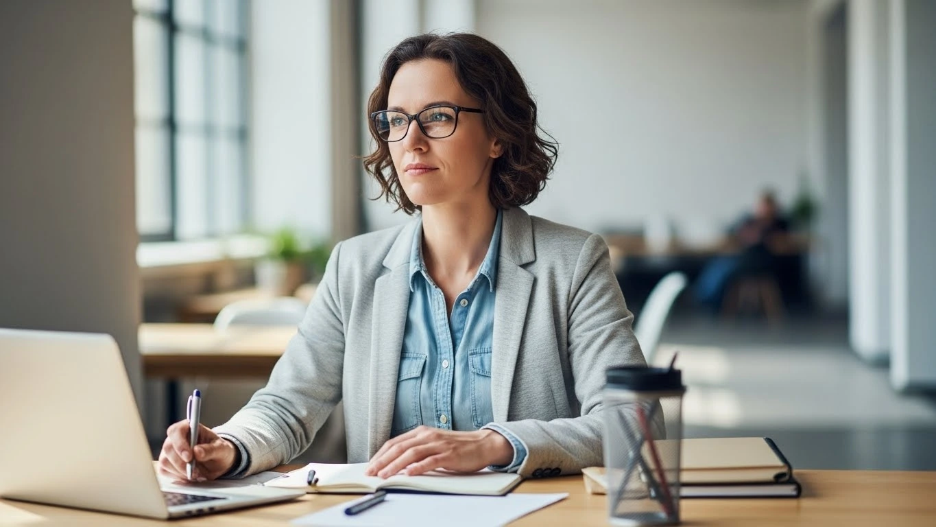 Formateur adulte en reconversion professionnelle - choix de statut et débouchés Enseignant reconverti en formateur professionnel dans un espace de coworking urbain, consultant et créateur de parcours pédagogiques