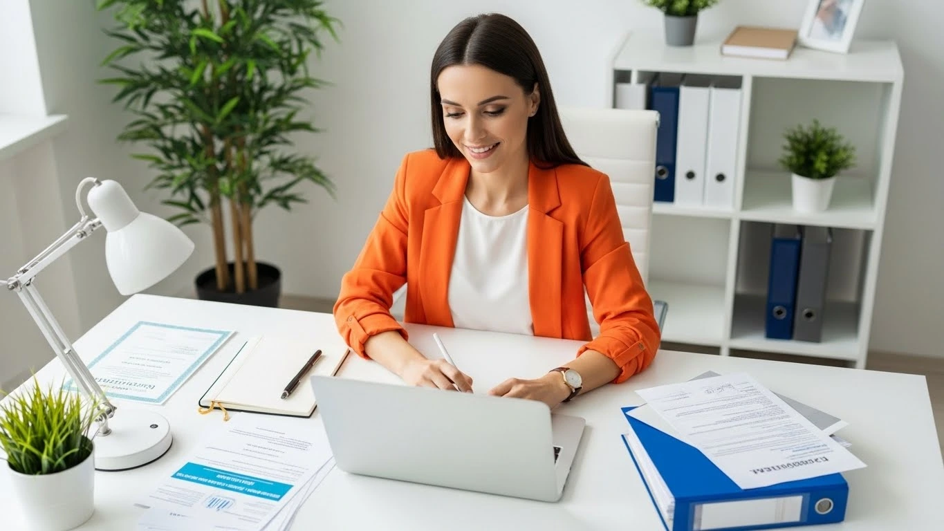 Professeur reconverti en formateur d'adultes auto-entrepreneur travaillant sur sa micro-entreprise